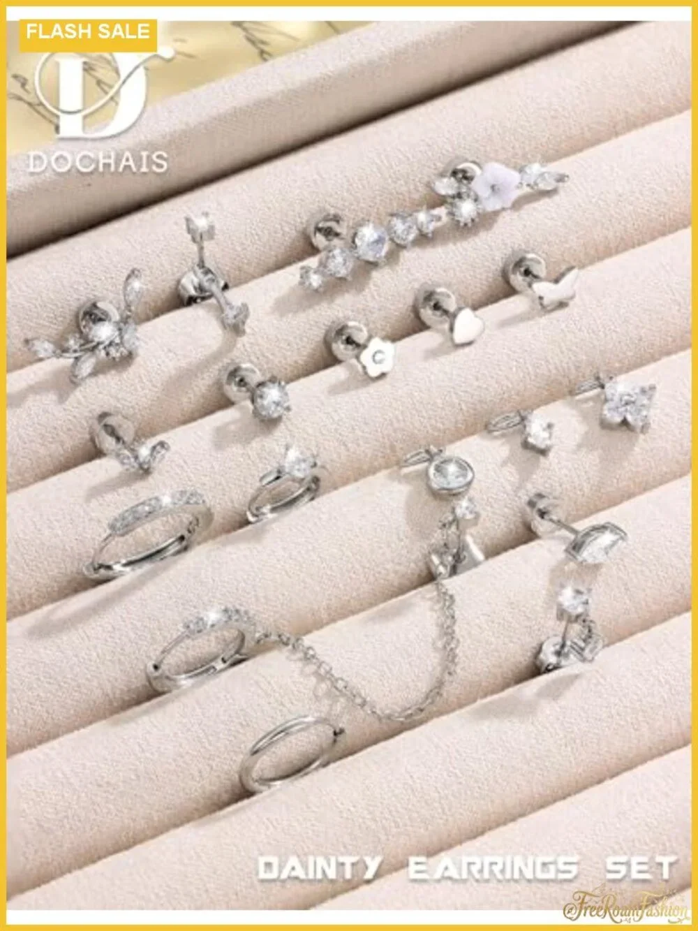 18 PCS Cartilage Stud Earrings Set Women Trendy 14K Gold Plated